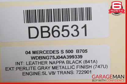 03-06 Mercedes W220 S500 S65 AMG Front Left Bottom Lower Seat Cushion Black OEM