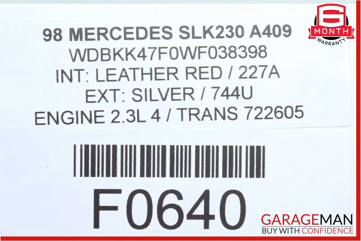 97-00 Mercedes R170 SLK230 Power Steering Rack Gear Box Gearbox 1244610805 OEM