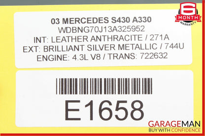 00-06 Mercedes W220 S430 S500 Rear Left Side Seat Control Module 2208216279 OEM