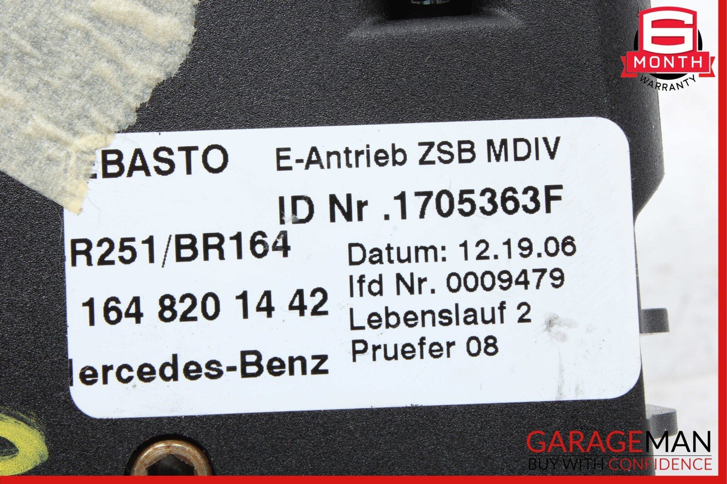06-12 Mercedes GL450 GL550 ML350 R320 Pano Panoramic Sunroof Sun Roof Motor Unit