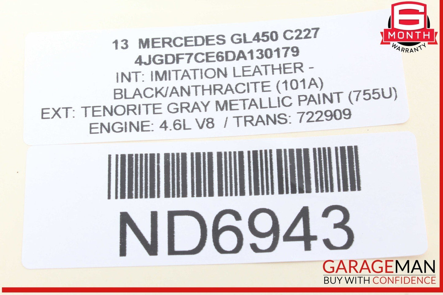 12-19 Mercedes X166 GL450 Rear 2nd Row Left Driver Side Seat Belt Black OEM
