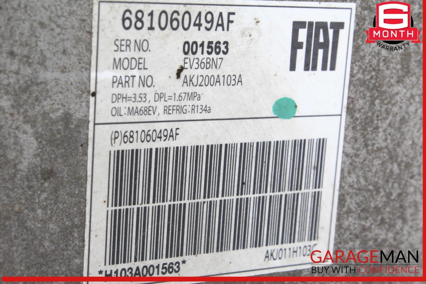 13-19 Fiat 500E EV Electric AC A/C Air Conditioning Compressor 68106049AF OEM