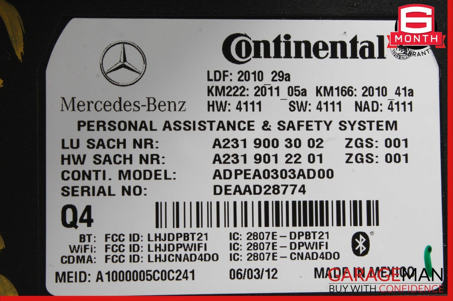 12-20 Mercedes C300 E350 GLA250 E550 SL400 Communication Control Module