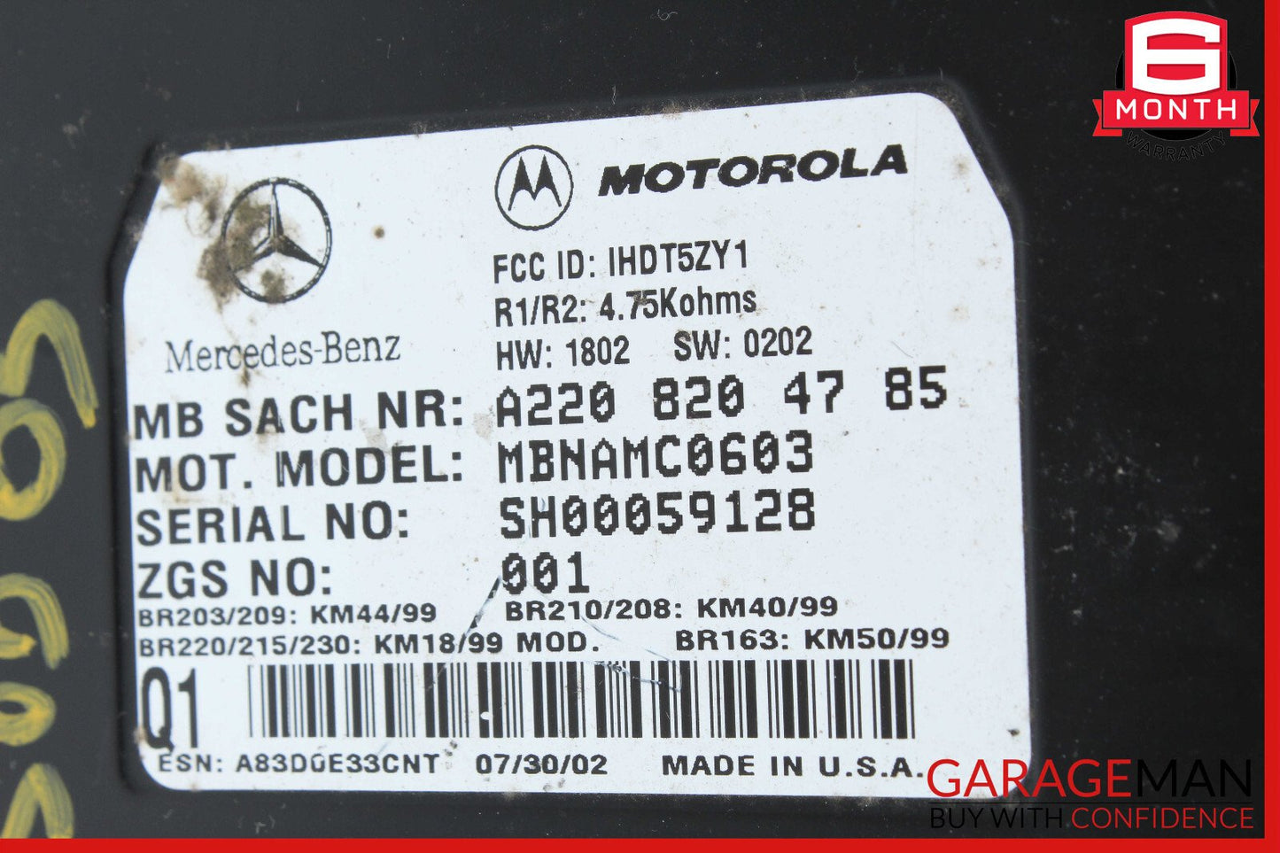 Mercedes W163 ML500 SL550 Voice Command Control Module 2208204685 OEM