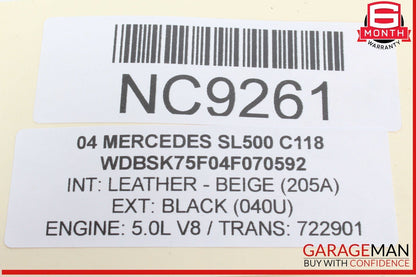 03-12 Mercedes R230 SL500 Convertible Top Right Side Load Assist Cylinder