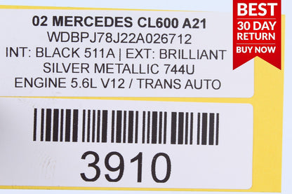00-06 Mercedes W215 CL600 Power Steering Oil Cooling Line Lines OEM A21