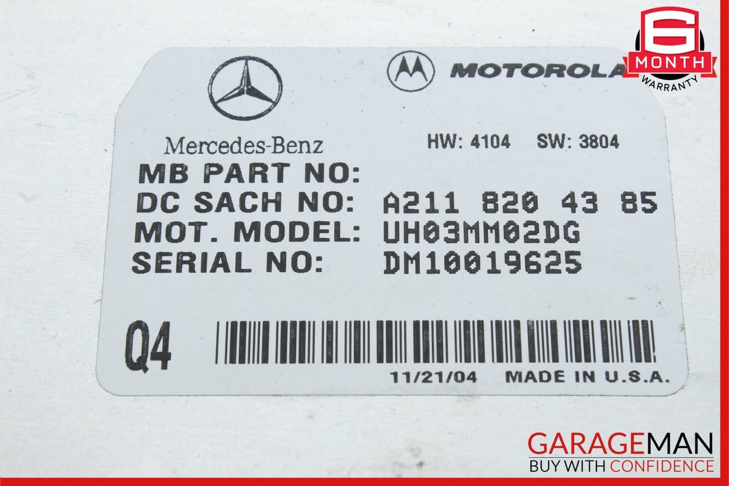 03-11 Mercedes W219 CLS500 E500 Motorola Bluetooth Communication Module OEM