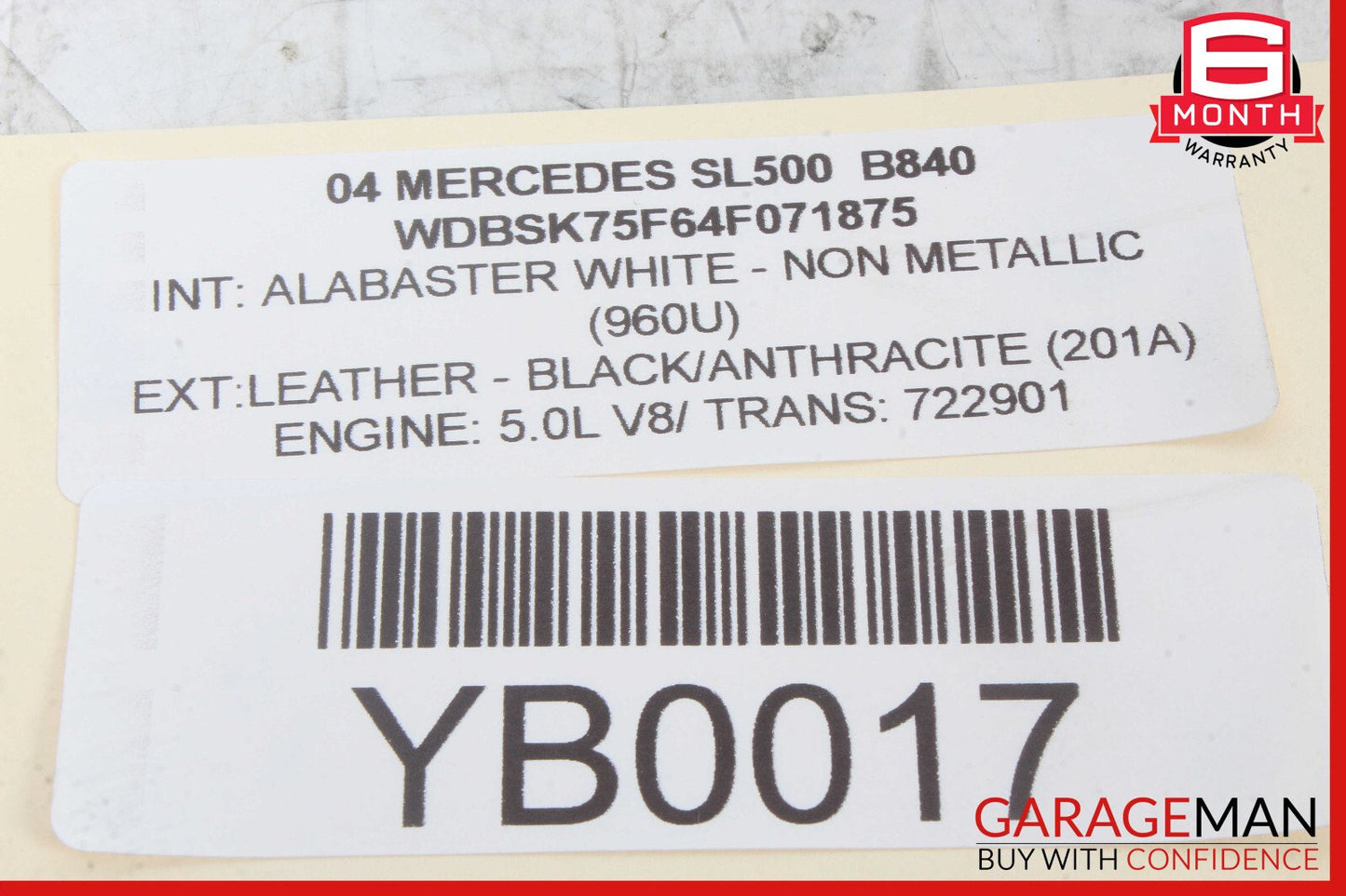 03-14 Mercedes R230 SL500 Window Regulator Motor Front Right Side OEM