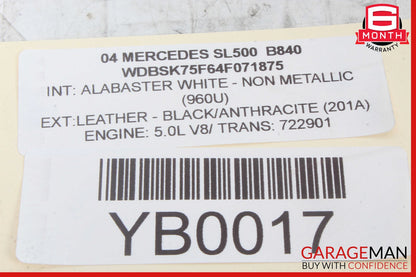 03-14 Mercedes R230 SL500 Window Regulator Motor Front Right Side OEM