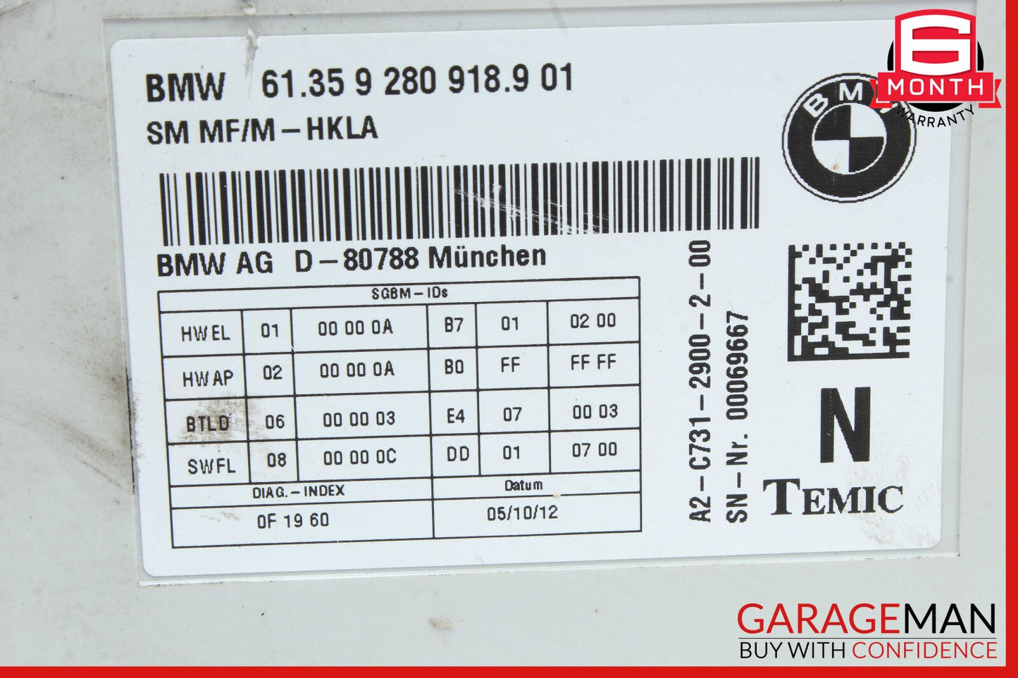 13-19 BMW 650i F06 Front Seat Control Module OEM
