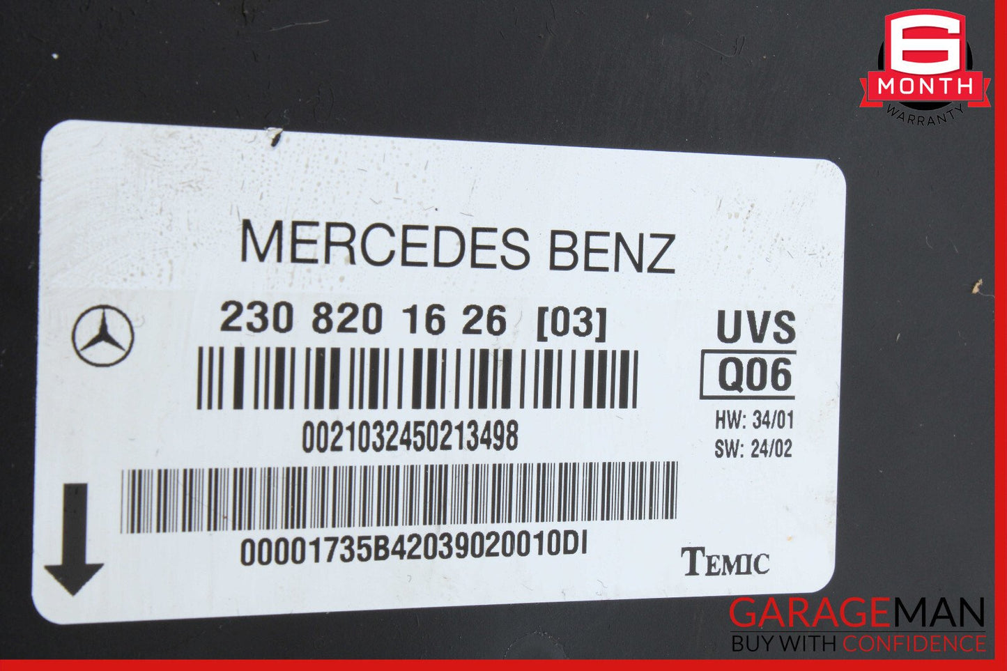 03-08 Mercedes R230 SL500 SL65 AMG Top Roof Convertible Control Module Unit OEM
