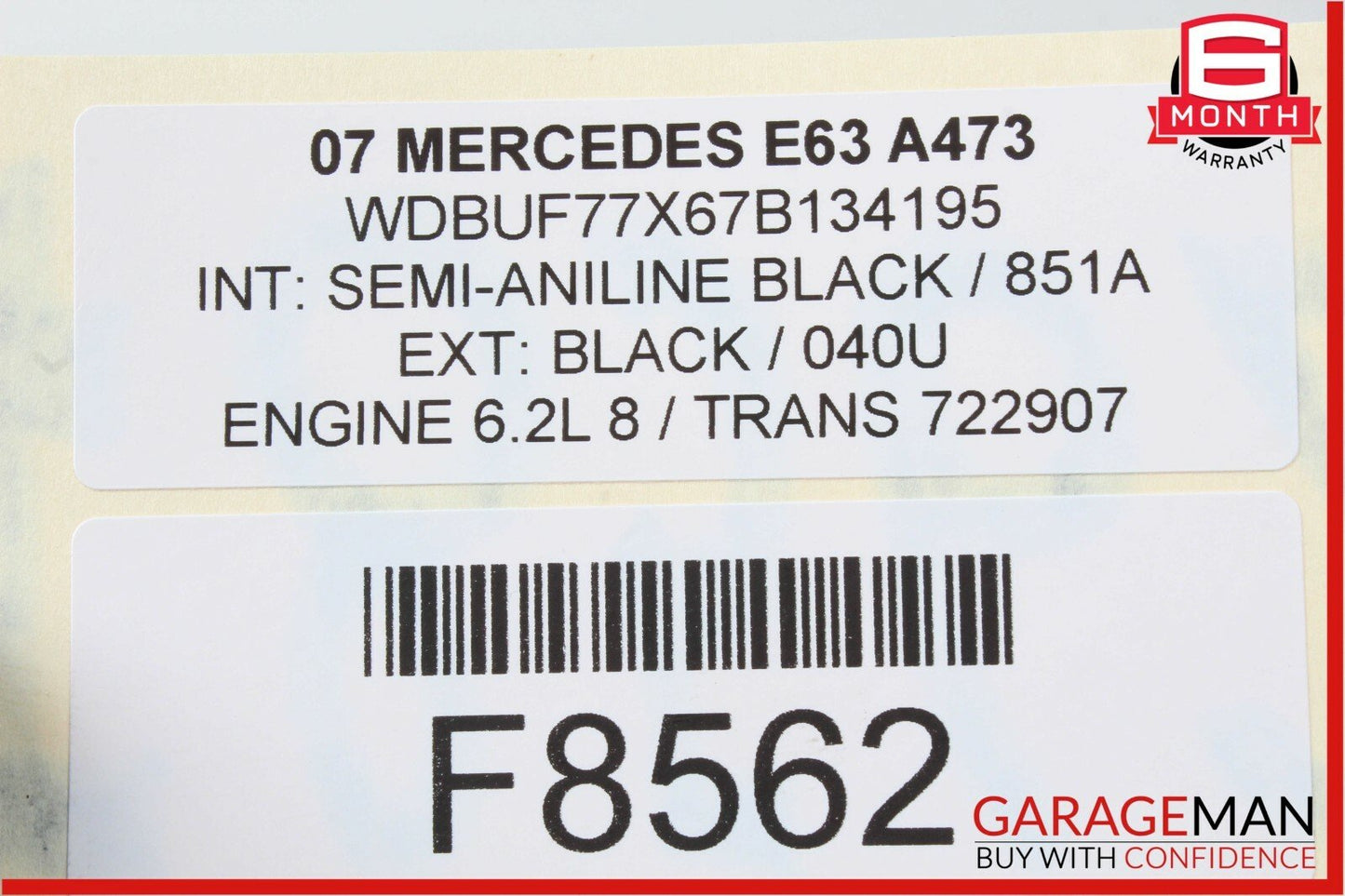 07-12 Mercedes E63 AMG Left Side Engine Cylinder Head Motor Block Assembly