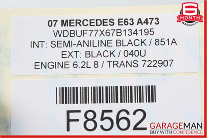 07-12 Mercedes E63 AMG Left Side Engine Cylinder Head Motor Block Assembly