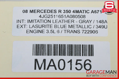 06-13 Mercedes W251 R350 R500 Rear Trunk Tailgate Handle Trim Cover Chrome OEM