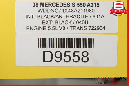 07-13 Mercedes W221 S550 CL550 Electronic Parking Button Switch 2215401445 OEM