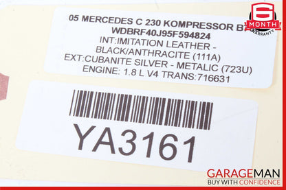 01-07 Mercedes W203 C230 Front Right Sun Visor Sunvisor Sun Visor Shade Gray