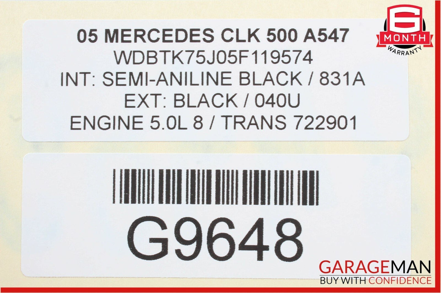 03-09 Mercedes W209 CLK350 CLK500 Convertible Soft Top Roof Cover Assembly OEM