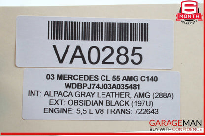 00-06 Mercedes W215 CL55 AMG CL500 Left Side Roof Curtain Airbag Air Bag OEM