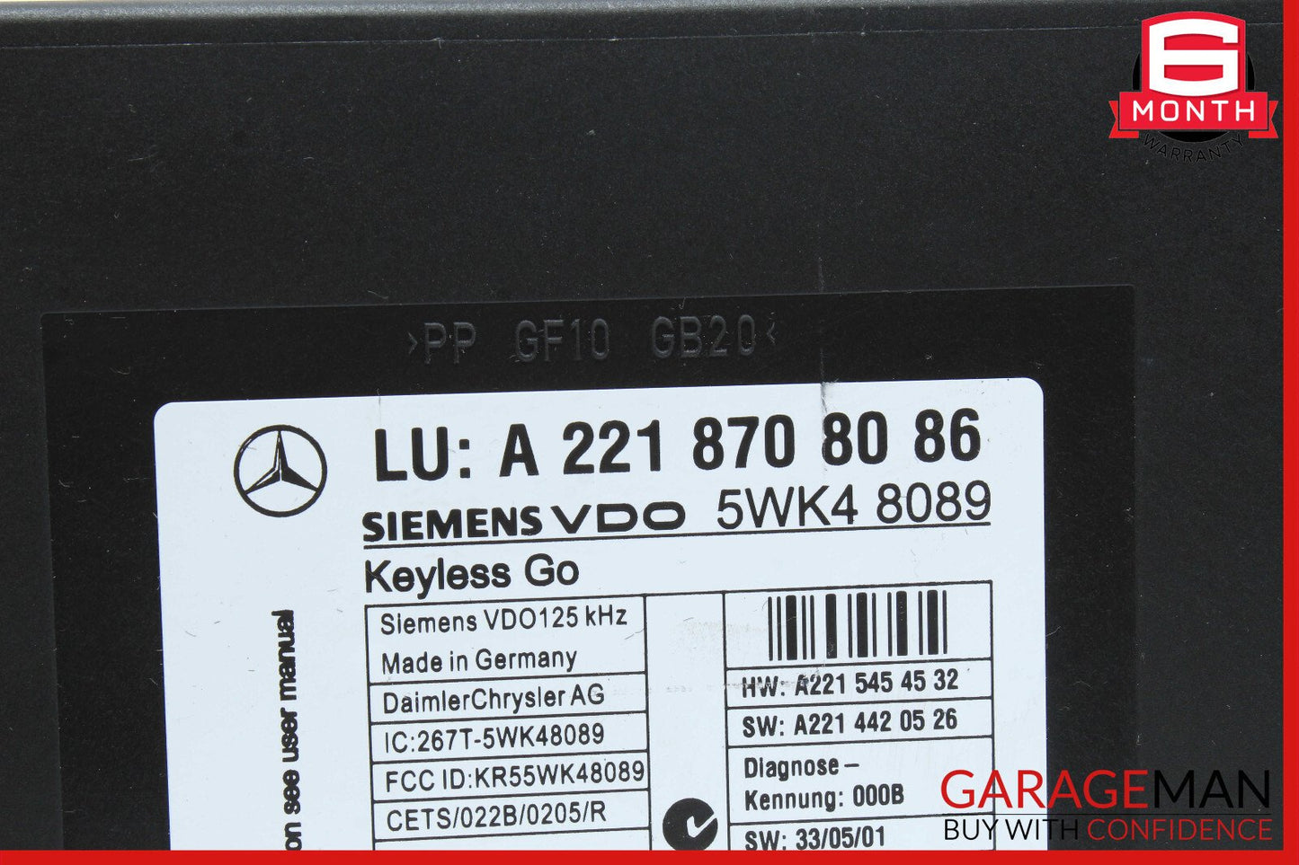 07-10 Mercedes W221 S550 CL550 Keyless Go Control Module 2218708086 OEM
