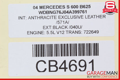 03-12 Mercedes W220 S600 V12 Left Driver Side Turbocharger Hose Pipe OEM