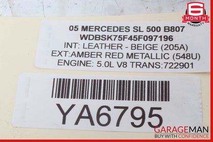 03-12 Mercedes R230 SL500 Convertible Right Trunk Frame Lock Cylinder Bracket