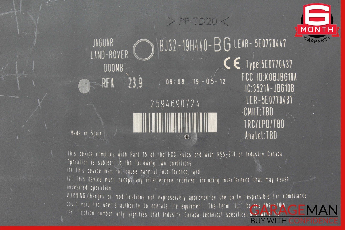 12-13 Range Rover Evoque Anti Theft Locking Control Module Unit BJ3219H440BG OEM