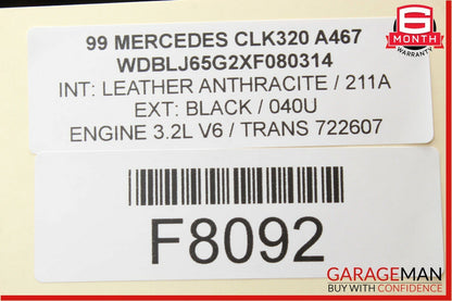98-03 Mercedes W208 CLK320 Rear Left Side Seatbelt Seat Belt Retractor Black OEM