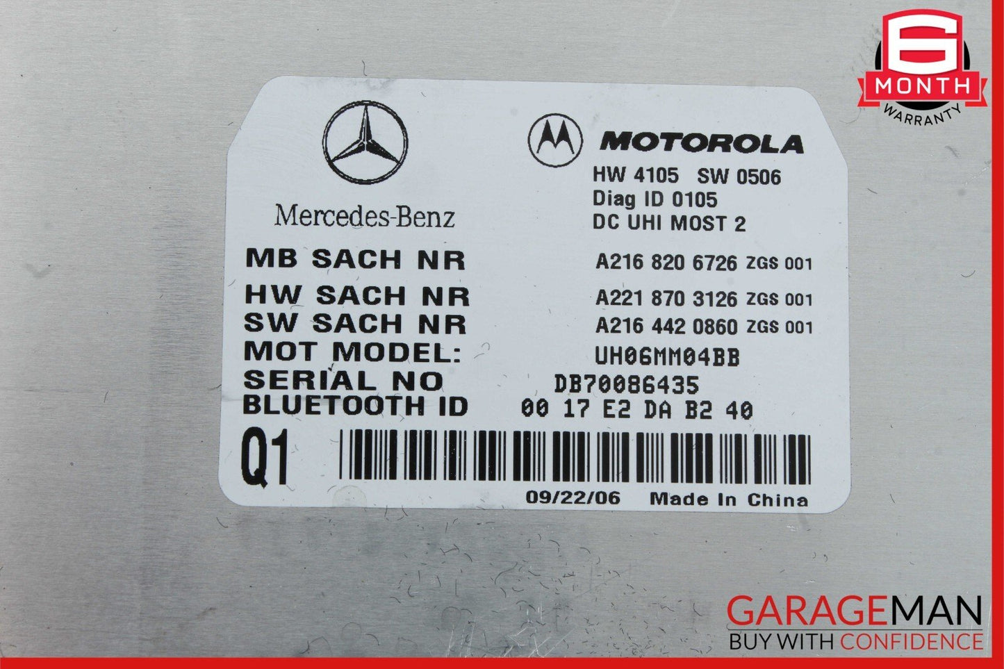 07-13 Mercedes W221 S550 CL550 Bluetooth Communication Controller Module OEM