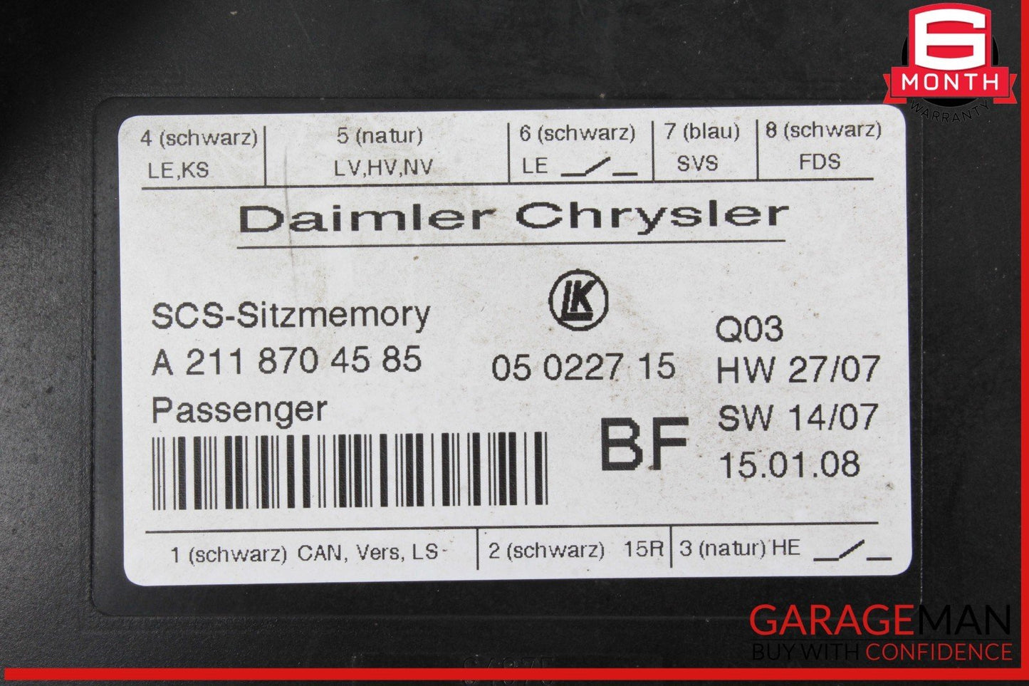 03-12 Mercedes R171 SLK300 E550 ML350 Front Right Seat Control Module OEM