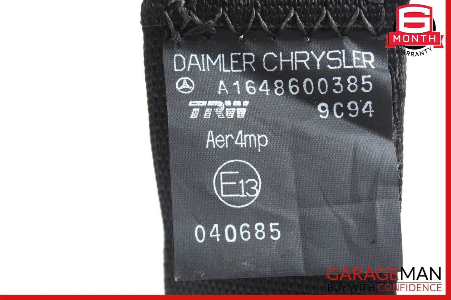 06-08 Mercedes W164 ML350 ML550 Rear Left Side Seat Belt Seatbelt Black