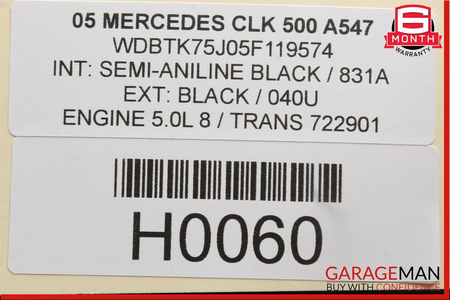 03-09 Mercedes W209 CLK350 CLK500 Front Right Side Windshield Sunvisor Sun Visor