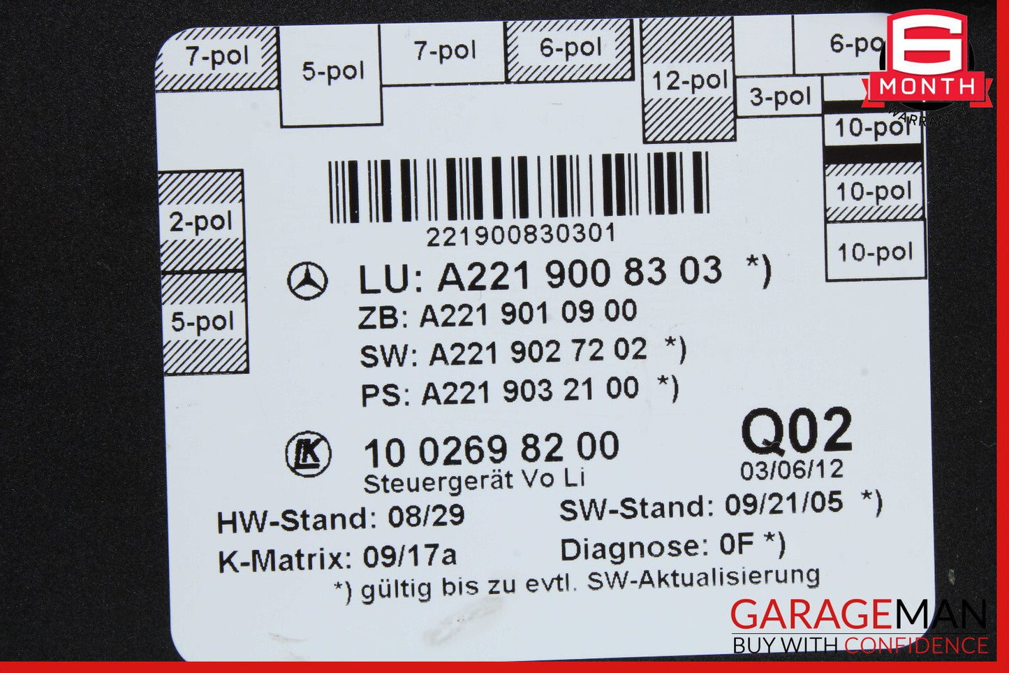 07-13 Mercedes W221 S550 Front Left Door Control Module 2219006204 OEM