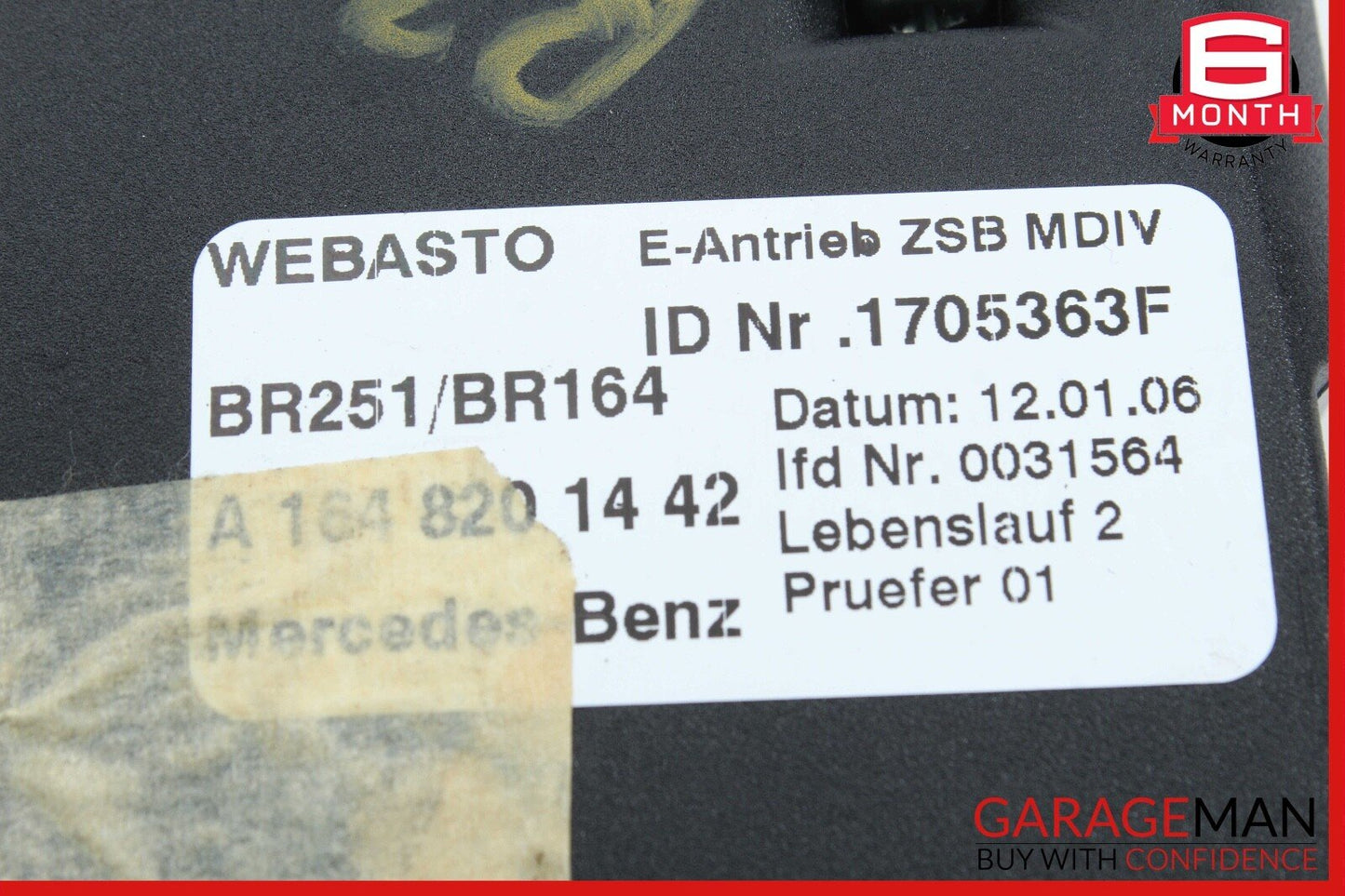 06-12 Mercedes W251 R350 ML550 Panoramic Sunroof Sun Roof Motor 1648201442 OEM