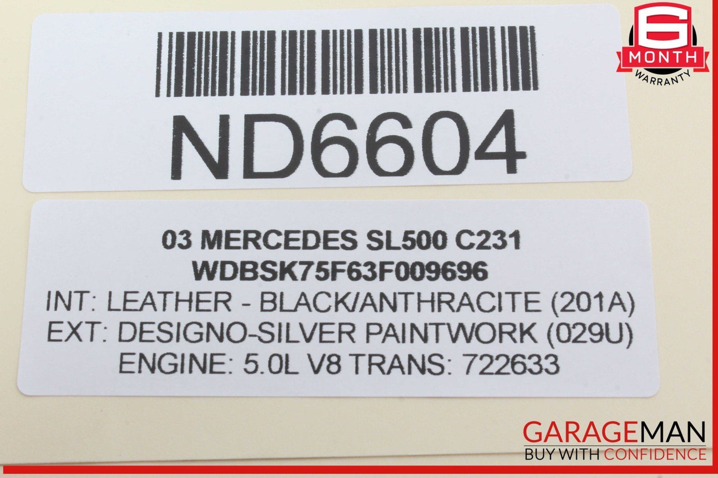 03-12 Mercedes R230 SL500 Convertible Right Roof Main Top Drive Lift Cylinder