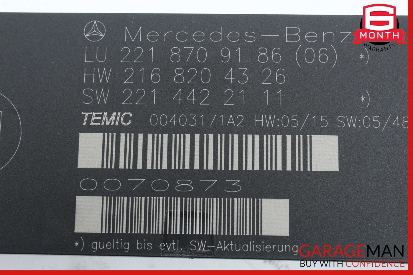 07-10 Mercedes W221 S63 AMG Front Right or Left Seat Contour Control Module OEM