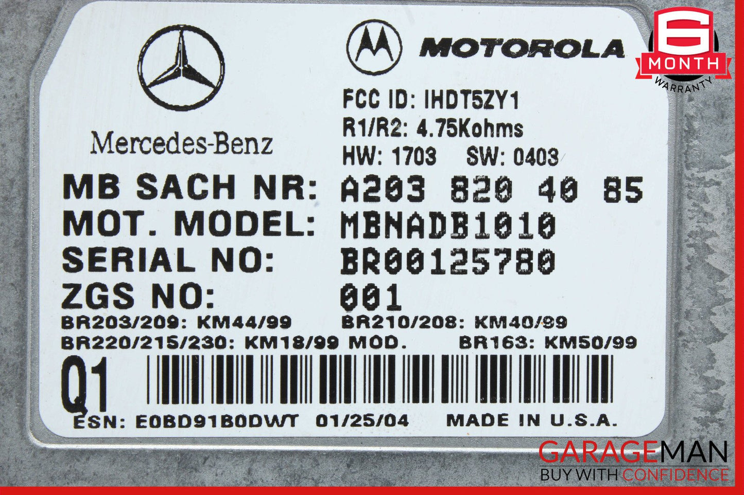 00-06 Mercedes W209 CLK55 AMG Voice Command Control Module 2038204085 OEM