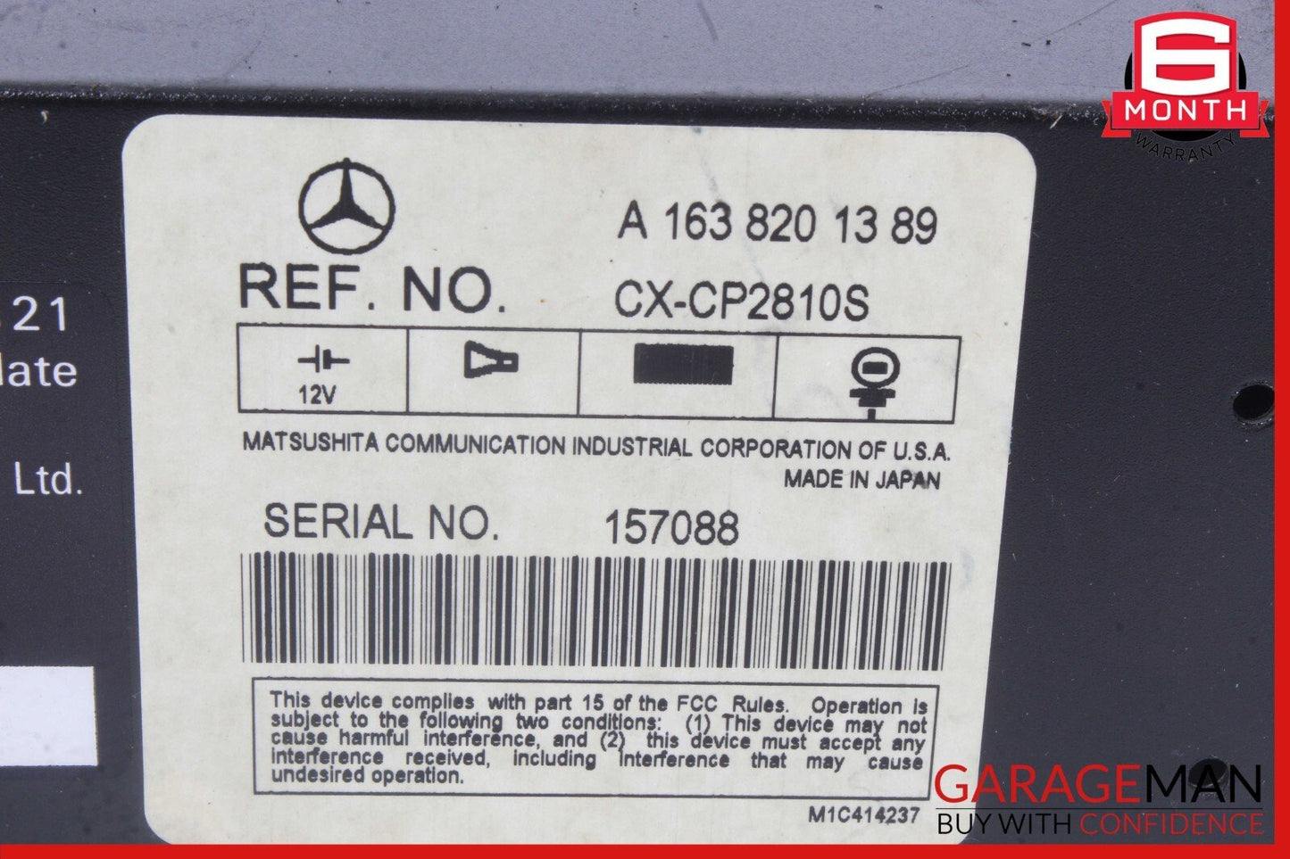 98-00 Mercedes W163 ML320 ML55 AMG CD Changer 6 Disk Player 1638201389 OEM