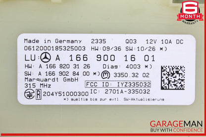 12-16 Mercedes X166 GL450 Keyless Go Entry Control Module 1669001601 OEM