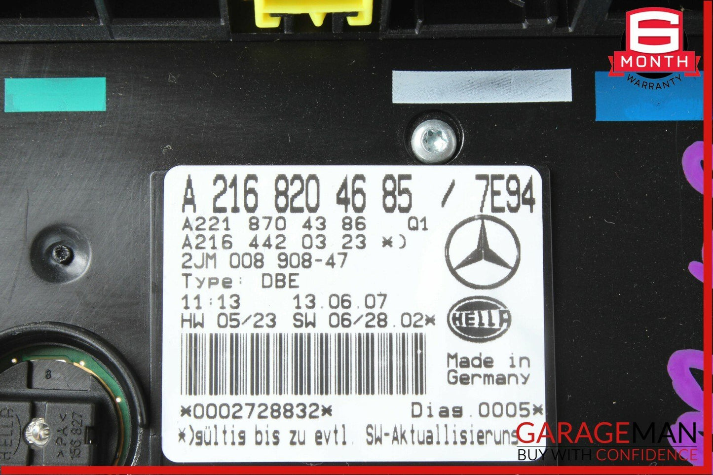 07-09 Mercedes CL600 CL550 S600 Overhead Dome Light Lamp Sunroof Control Gray