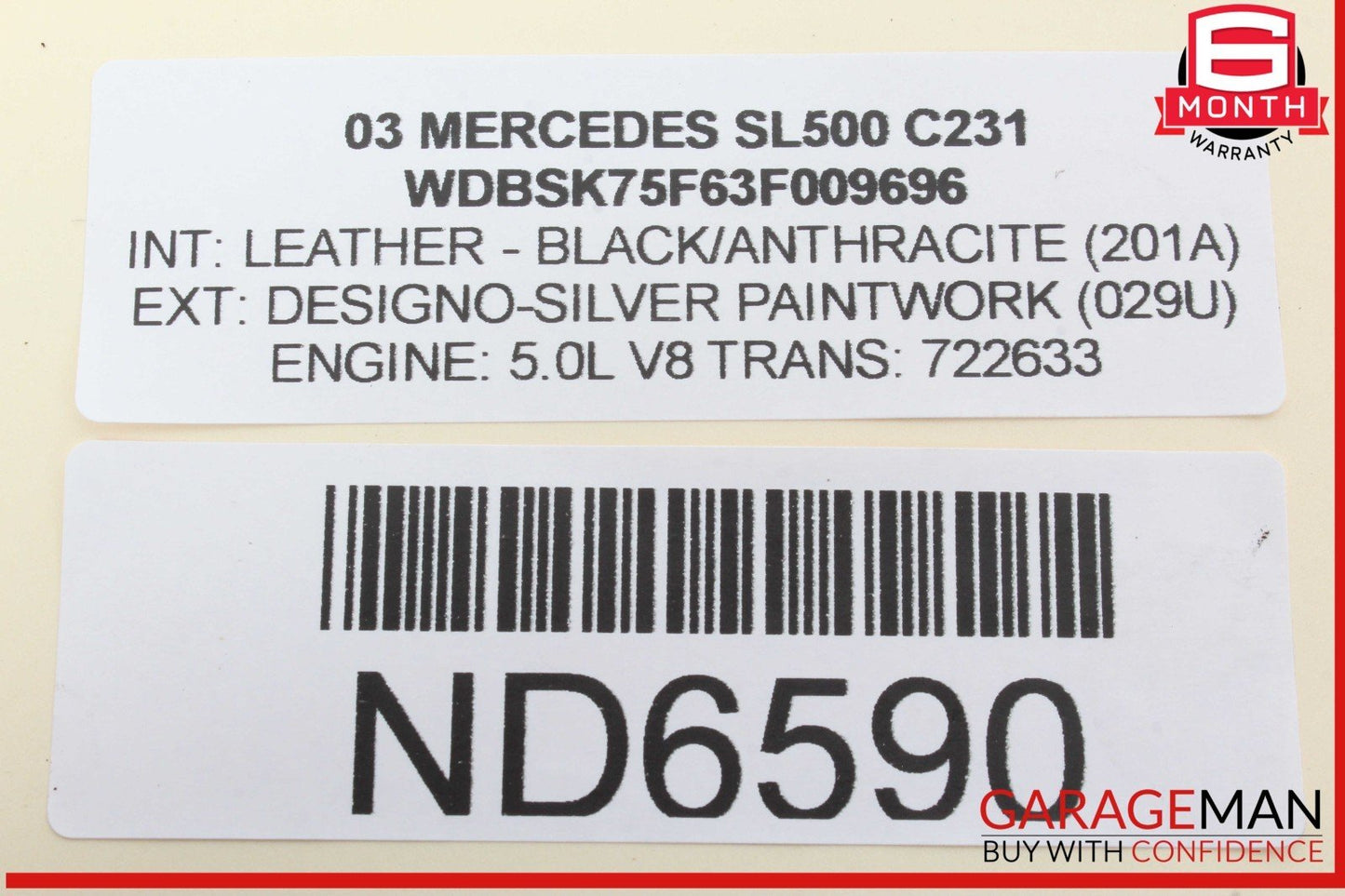 03-12 Mercedes R230 SL500 SL550 SL55 AMG Trunk Lid Lock Latch Handle w/o Key OEM