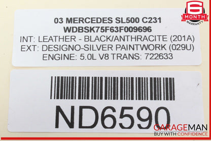 03-12 Mercedes R230 SL500 SL550 SL55 AMG Trunk Lid Lock Latch Handle w/o Key OEM