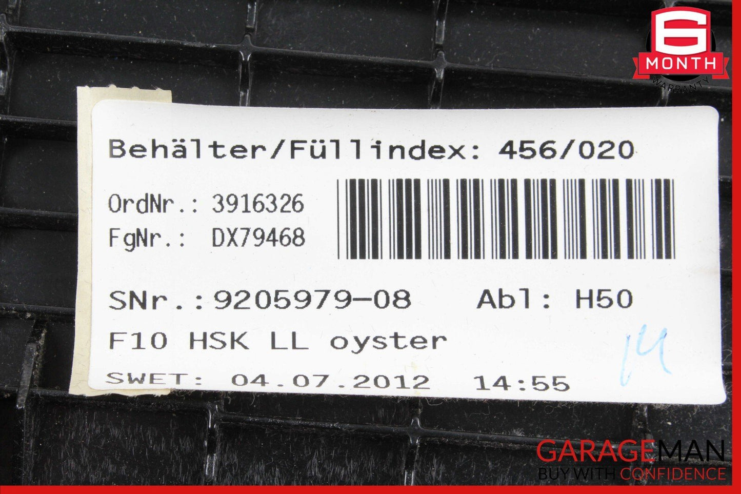 11-16 BMW 525i 535i 550i Front Glove Box Storage Compartment 9205979 OEM