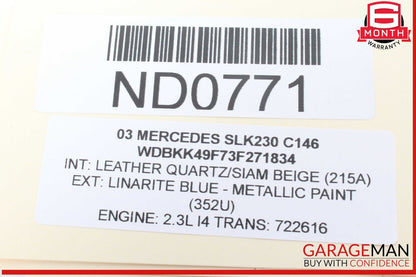 01-04 Mercedes R170 SLK230 Front Right Passenger Side Exterior Door Handle OEM