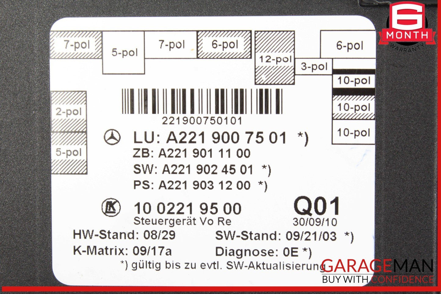 07-13 Mercedes W221 S400 Hybrid Front Right Side Door Control Module 2219007501