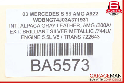 00-06 Mercedes W220 S55 AMG Front Right Side Window Regulator Motor Unit OEM