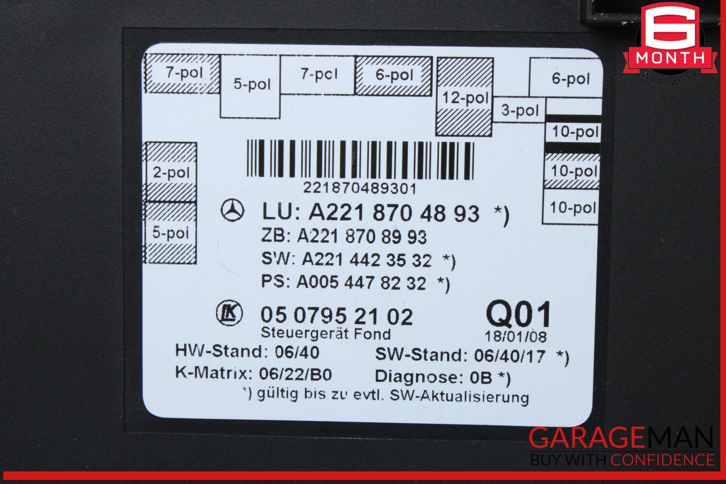 07-13 Mercedes W221 S550 S400 Rear Right or Left Side Door Control Module OEM