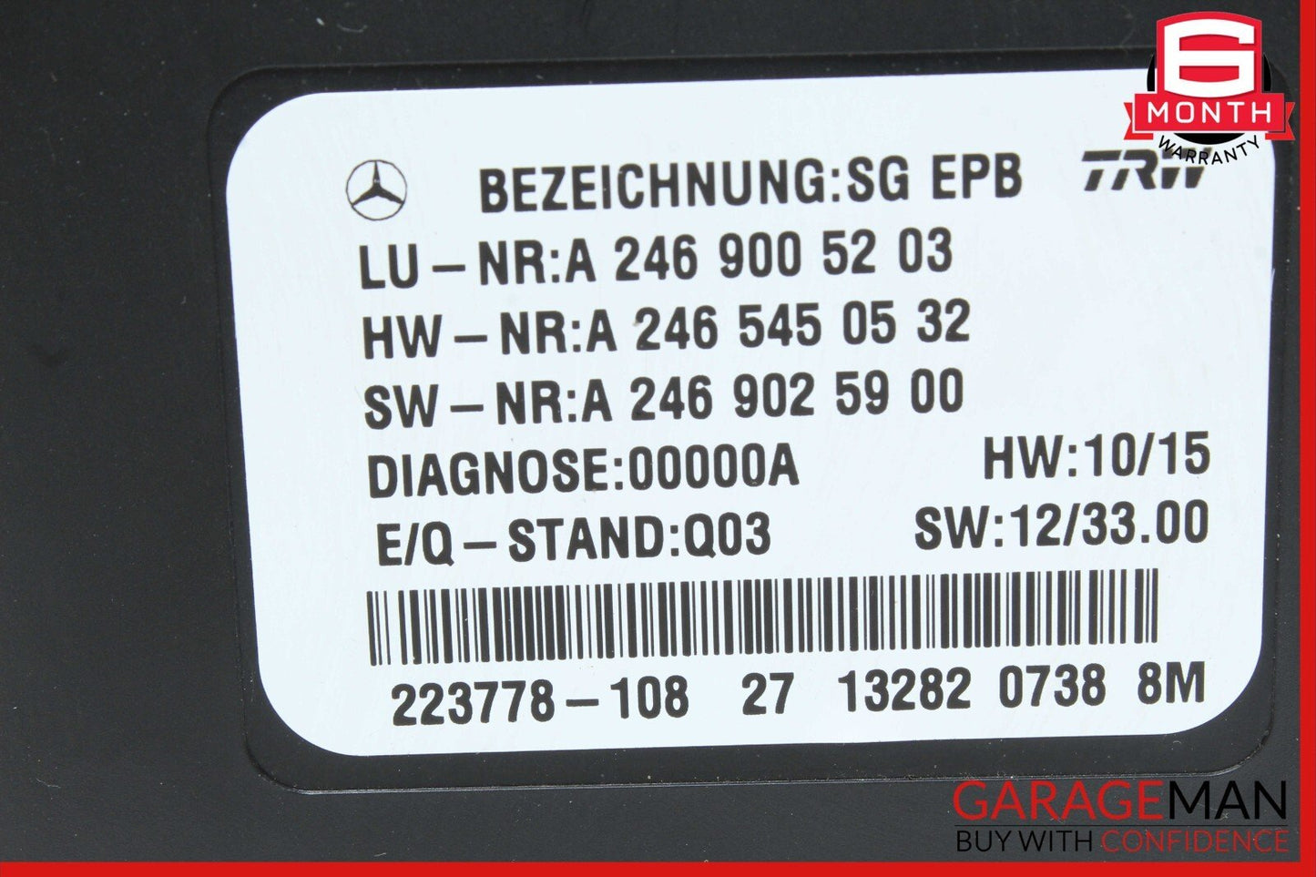 14-18 Mercedes W117 CLA250 Parking Brake Electronic Computer Control Module Unit