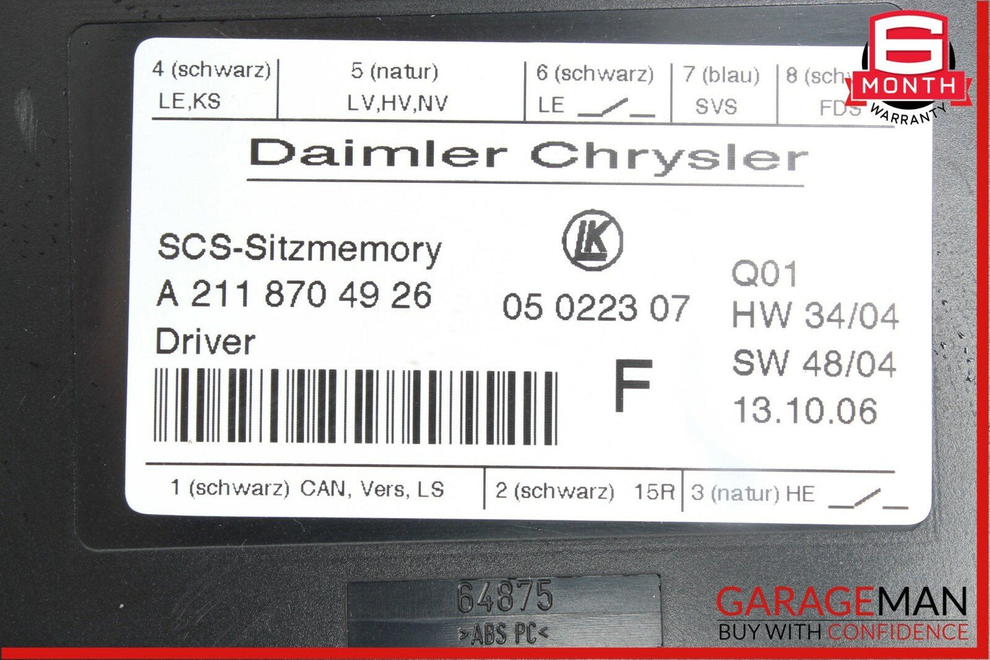 03-11 Mercedes W211 E350 E63 AMG Front Left Side Under Seat Control Module Unit