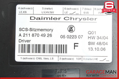 03-11 Mercedes W211 E350 E63 AMG Front Left Side Under Seat Control Module Unit