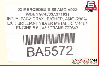 00-06 Mercedes W220 S55 AMG S500 Front Left Side Exterior Door Handle Silver OEM